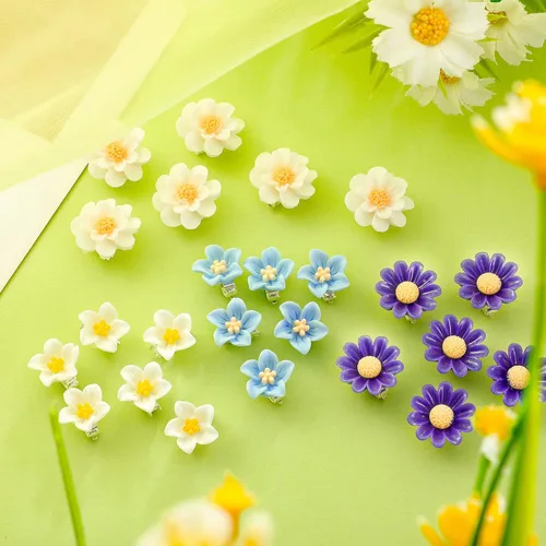 Miniatura 7 de BBTO 24 pinzas pequeñas para el pelo de flores para niñas y mujeres, horquillas pequeñas para el pelo de boda, dama de honor, novia, accesorios