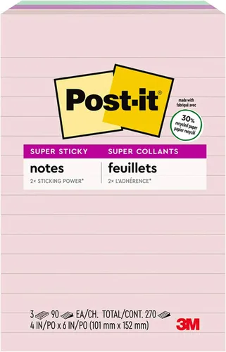 Miniatura 5 de Post-it notas superadhesivas, 5 x 8 pulgadas