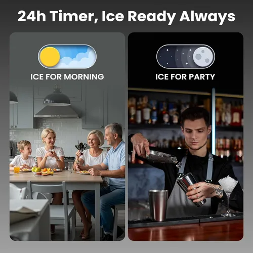 Miniatura 4 de Kismile Commercial Ice Maker Machine, 66LBS/24H, 24H Timer, LCD Panel, Self-Cleaning, Stainless Steel, Compact Ice Cube Maker for Home Bar, Include
