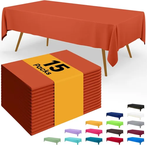Miniatura 26 de Smiry - Juego de 6 manteles desechables, 54 x 78 pulgadas, manteles impermeables rectangulares para fiestas, cubierta de mesa de plástico