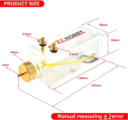 Miniatura 3 de Tanque de combustible de gas RC 23.7 fl oz, botella de combustible ZYHOBBY para modelo de avión RC en plástico transparente de EE. UU