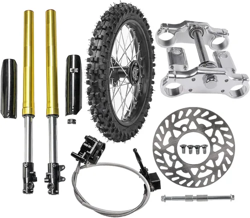TDPRO Neumático y llanta de rueda delantera 70/100-17 con rodamiento de 0.591 in y rotor de disco de freno y pinza de freno de disco hidráulico,