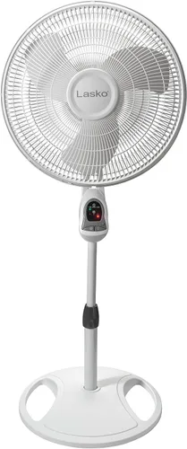 Miniatura 7 de Lasko 1646 - Ventilador de pedestal oscilante y ajustable con temporizador y control remoto para uso en interiores, dormitorio, sala de estar, Blanco