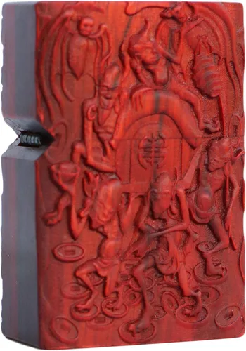 Miniatura 27 de Carcasa exterior de palisandro Huanghuali natural tallado para módulo Zippo (1000 brazos Avalokiteshvara de la diosa 3#)