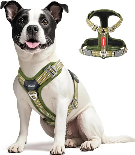 Miniatura 14 de Arnés sin tirones para perro, chaleco reflectante ajustable con broche de metal, malla suave transpirable sin estrangulamiento para cachorro, fácil