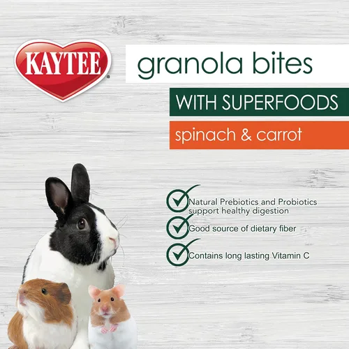 Miniatura 4 de Kaytee Mordiscos de granola con superalimentos de arándano, manzana y lino para ratas, ratones, hámsters, jerbos, conejos, cobayas y chinchillas