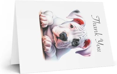 Miniatura 2 de DistinctInk Tarjeta de felicitación/tarjeta de nota -Dogo Argentino Puppy Coloreado Lápiz Dibujo Cumpleaños