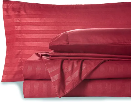 Miniatura 13 de Mocassi Juego de sábanas King Stripe – Sábanas y fundas de almohada de lujo para hotel de 1800 ° Premier – Sábanas ultrasuaves, transpirables