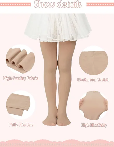 Miniatura 4 de Century Star 2 pares de medias de ballet ultra suaves para niñas y bebés, súper elásticos, uniforme escolar