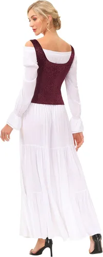 Miniatura 6 de Scarlet Darkness Chaleco pirata renacentista para mujer, disfraz de cosplay corpiño campesino