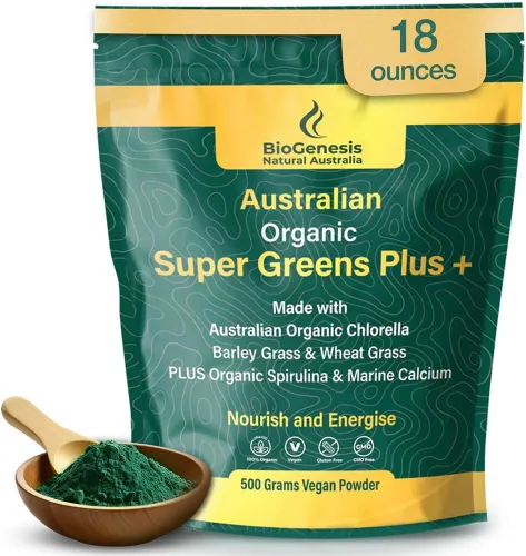 Miniatura 9 de Biogenesis SuperGreens Plus Tabletas – 300 unidades (200 mg) Sin sabor Clorella orgánica, pasto de trigo y hierba de cebada Cultivado
