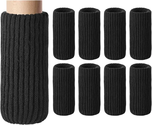 8 PCs Calcetines para Patas de Muebles - Calcetines Negros de Alta Elasticidad para Muebles, Protectores de Piso de Patas de Silla Tejidos, Juego de