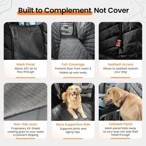 Miniatura 3 de 4Knines Funda de hamaca para suelo de perro para camiones de cabina con asientos plegables, impermeable, antideslizante, para perros, protege