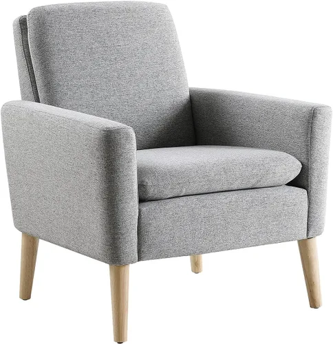 Miniatura 3 de Juego de 2 sillas decorativas para sala de estar, silla de lectura cómoda tapizada de tela, sillón moderno de mediados de siglo para dormitorio, Gris