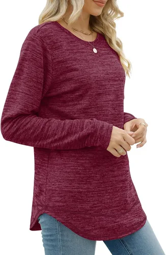 Miniatura 3 de Dofaoo - Sudaderas para mujeres, con cuello redondo, camisetas de manga larga, camisetas largas para usar con leggings