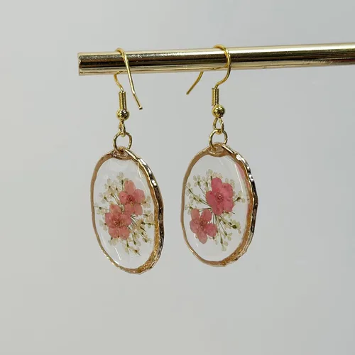 Miniatura 3 de Pressed Flower Earrings,Handmade Forget-Me-Not and Queen Anne's Lace Wildflower Earrings,Unique Resin Dried Flower,Perfect for Parties