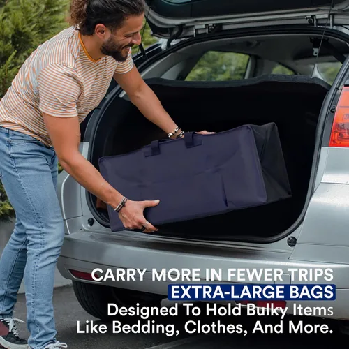 Miniatura 3 de BOX USA Paquete de 4 bolsas de mudanza con asas fuertes y cremalleras, bolsas de embalaje extragrandes resistentes para almacenamiento, cajas