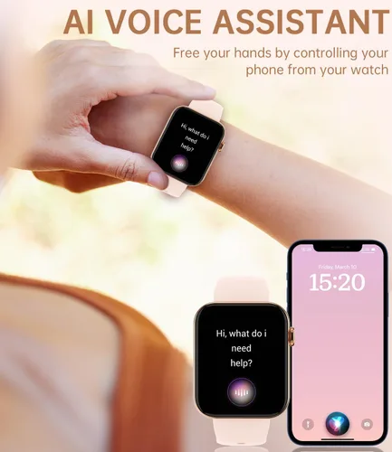 Miniatura 6 de Relojes inteligentes para mujer (respuesta/hacer llamadas) 1.85 pulgadas pantalla táctil reloj de seguimiento de fitness con frecuencia cardíaca