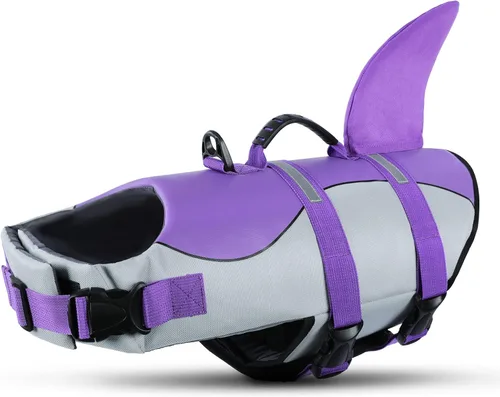 Miniatura 11 de Queenmore - Chaleco salvavidas Ripstop de tiburón para perro, ajustable, con alta flotabilidad y asa de rescate duradera, para perros pequeños