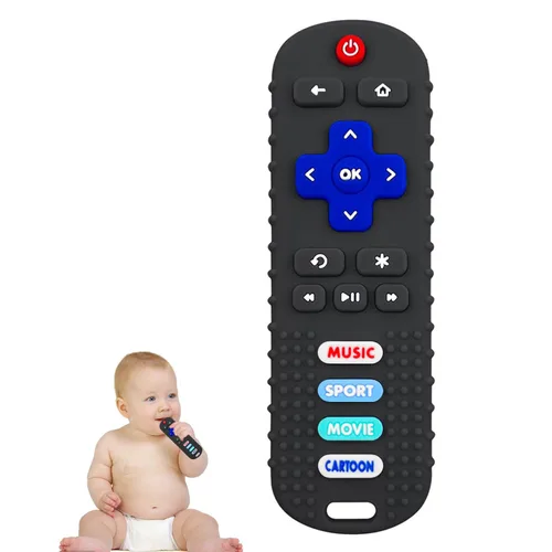 Miniatura 13 de Paquete de 2 mordedores con forma de control remoto para bebé, juguete para bebés, control remoto de TV, juguetes de dentición con control remoto