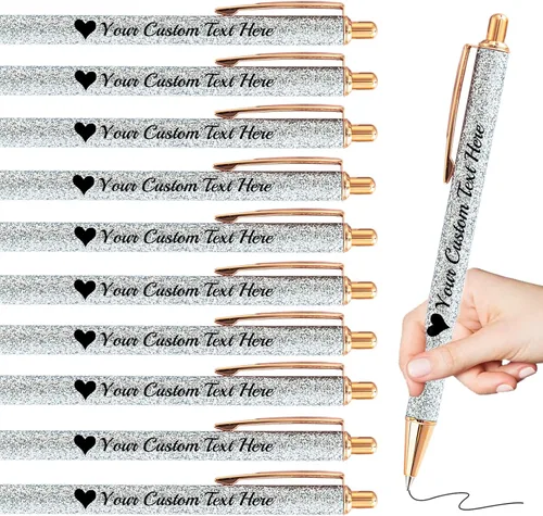 Miniatura 46 de Bolígrafos personalizados con purpurina con nombre a granel, 10 unidades, bolígrafos personalizados con punta de lápiz digital para mujeres y niñas