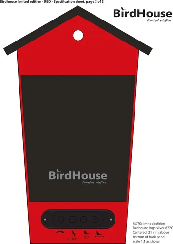 Miniatura 9 de KOOKOO Birdhouse Red Limited Edition, reloj de cuco de diseño moderno con 12 voces naturales de pájaros o llamada de cuco Rojo