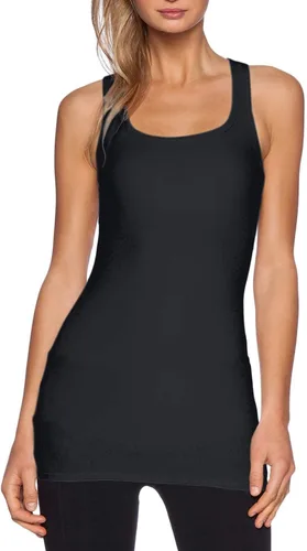 Miniatura 3 de TAIPOVE Camisetas largas sin mangas para mujer de algodón para capas con espalda cruzada extra largas para ropa deportiva, paquete de 3