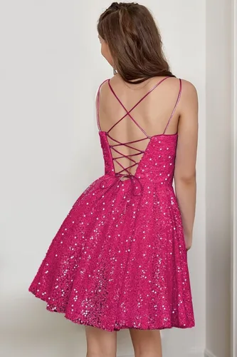 Miniatura 4 de Vestidos de fiesta de lentejuelas con tirantes delgados, brillantes, talla grande, vestidos cortos de graduación para mujer 2024