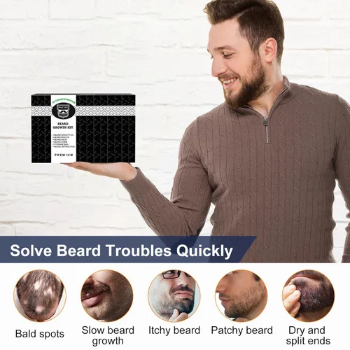 Miniatura 5 de MALE GOD Kit de crecimiento de barba con ingredientes naturales, aceite de barba, bálsamo y peine, aceite de crecimiento de barba con biotina