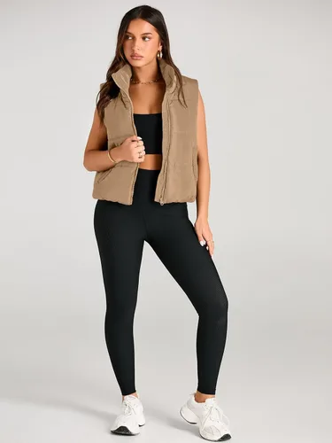 Miniatura 7 de AUTOMET Chaleco acolchado para mujer, sin mangas, para invierno, ropa de abrigo, cálida, acolchada, ligera, cuello alto, con bolsillos