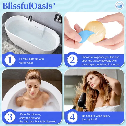 Miniatura 6 de BlissfulOasis Juego de bombas de baño, 24 bombas de ducha con 6 aromas refrescantes, perfecto para hidratación y relajación, ideal para cumpleaños