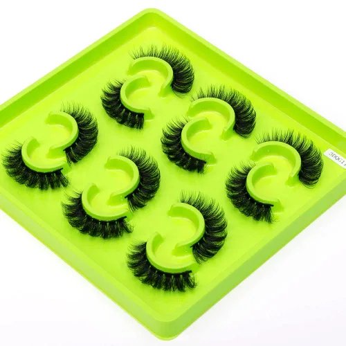 Paquete de 6 pares de pestañas postizas esponjosas naturales de imitación de visón 3D (3DQG-118)