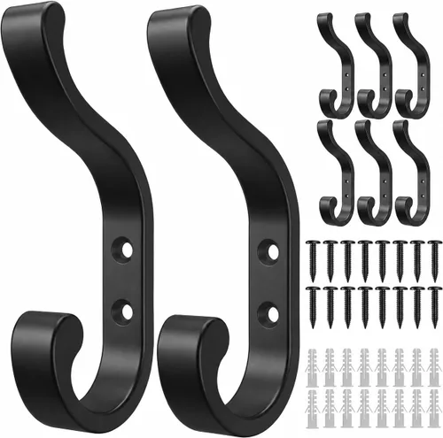 Miniatura 11 de bussdis Ganchos de pared para colgar abrigos, ganchos de mochila resistentes para pared, soporta hasta 30 libras, ganchos grandes para toallas, Negro
