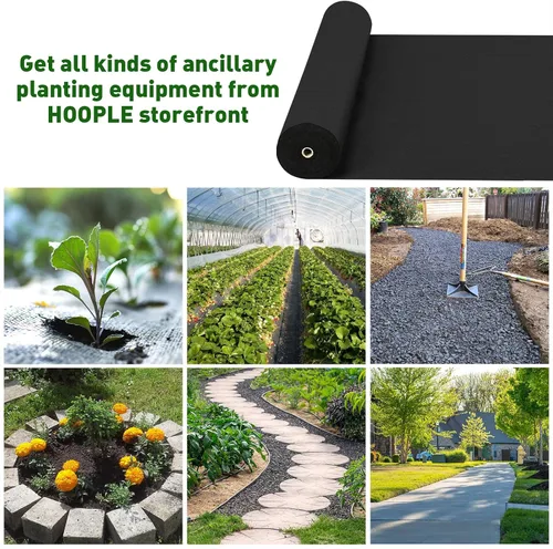 Miniatura 4 de HOOPLE – Barrera de malezas de jardín, Tela de paisaje ultra gruesa de alta calidad, control de malas hierbas para cama de flores, mantillo