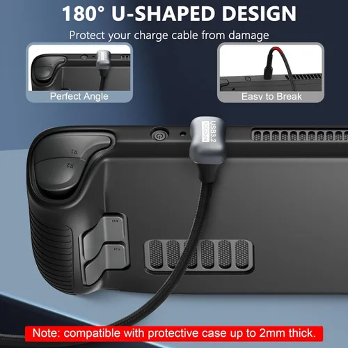 Miniatura 6 de GELRHONR Cable de carga rápida USB C en forma de U, cable USB 3.2 Gen 2 en ángulo de 180 grados, cable de carga tipo C macho a macho PD100W, 10Gbps