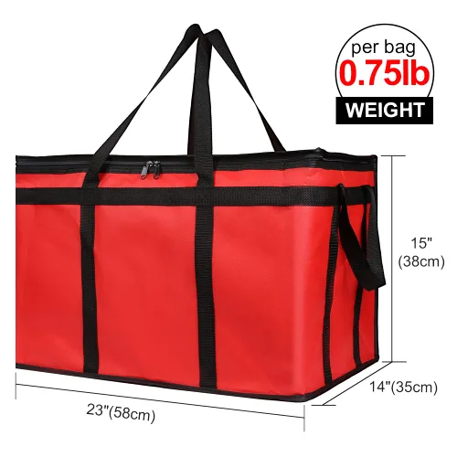 Miniatura 2 de Bodaon Paquete de 5 bolsas aisladas para entrega de alimentos, bolsa XXXL sin fondo duro, color rojo