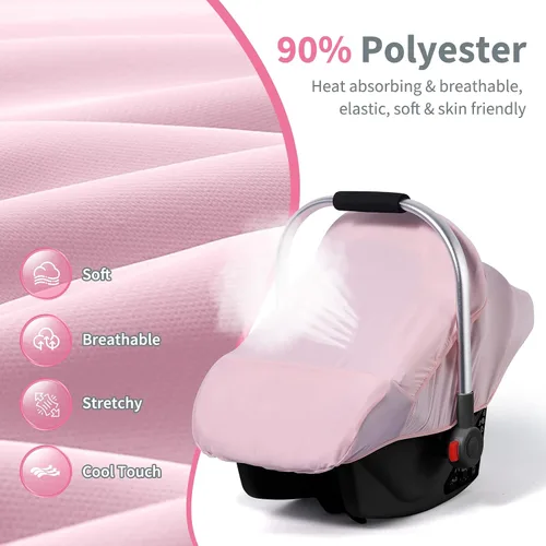Miniatura 3 de Fundas de asiento de coche para bebé, funda de asiento de automóvil de verano para bebé con ventana de malla transpirable ajustable y bolsillo