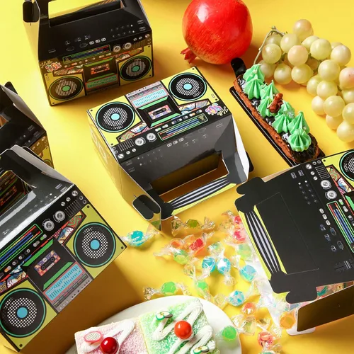 Miniatura 4 de Zonon 24 cajas de recuerdos de fiesta de los años 80 novedad 90, caja boom para decoración de fiesta, regalo, golosinas, dulces para centros de mesa