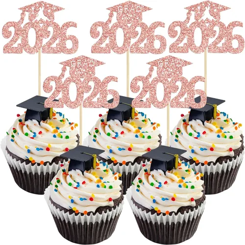 Miniatura 13 de Gyufise 1 paquete de decoración de pastel de graduación 2025 con purpurina de felicitaciones clase de 2025, decoración de pastel de diploma 2025