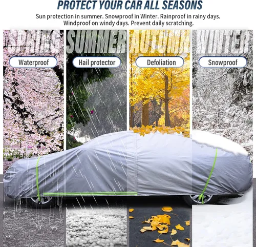 Miniatura 3 de BYDOLL Funda impermeable para automóvil para todo tipo de clima, 6 capas, a prueba de nieve, resistente al viento, protector de granizo, cubiertas