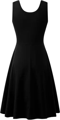 Miniatura 3 de Herou Vestidos de verano para mujer, sin mangas, cuello redondo, acampanados, acampanados, para el sol