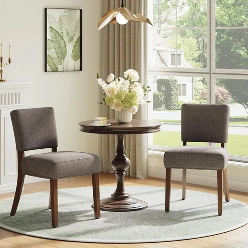 Miniatura 17 de COLAMY Juego de 2 sillas tapizadas para comedor, sillas de cocina de tela con asiento y respaldo acolchados, patas de madera maciza, sillas modernas