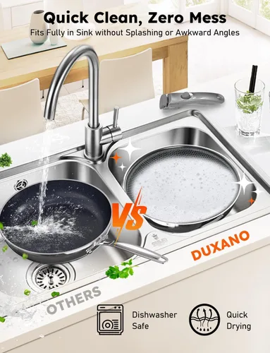 Miniatura 11 de Pro DUXANO - Juego de ollas y sartenes de cerámica y sartén híbrida de acero inoxidable de 3 capas mejorada 2026, 2 unidades antiadherentes, alto