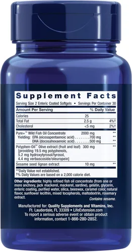 Miniatura 2 de Life Extension Aceite de pescado Super Omega-3 EPA/DHA, lignanos de sésamo y extracto de oliva. Salud cardíaca, salud cerebral, apoyo para la salud