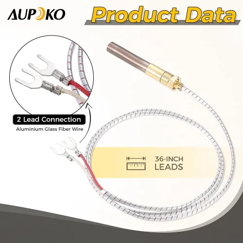 Miniatura 2 de Aupoko Quemador piloto y conjunto de termopila, termopila de aluminio de 36 pulgadas 250-750 MV, quemador piloto está equipado con orificio piloto