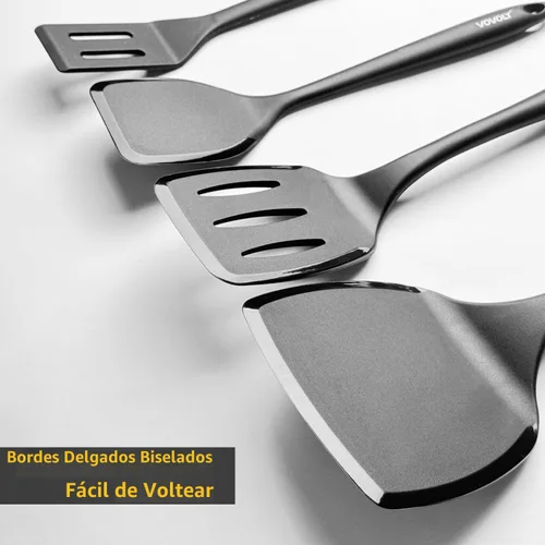 Miniatura 3 de Juego de espátulas de silicona, espátulas de silicona resistentes al calor de 315°C, espátula para voltear para cocinar, utensilios de cocina Negro
