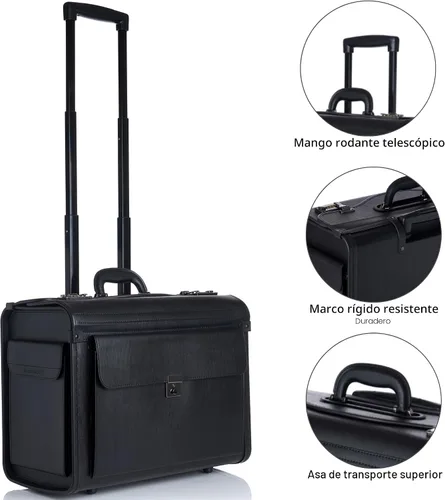 Miniatura 3 de Maletín con ruedas Alpine Swiss para ordenador portátil de 17 pulgadas, portafolio para abogado de tamaño legal, Negro talla única