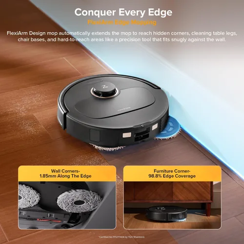 Miniatura 4 de roborock Qrevo S5V Robot Aspiradora y Trapeador, Trapeado de Borde FlexiArm, Succión de 12,000Pa, Sistema Dual Cero Enredos, Evitación Inteligente