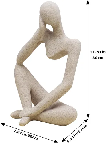Miniatura 3 de Estatuas y esculturas de pensador Dnoifne, ornamentos de estatua de pensador de resina en negro, esculturas de estilo abstracto, regalos