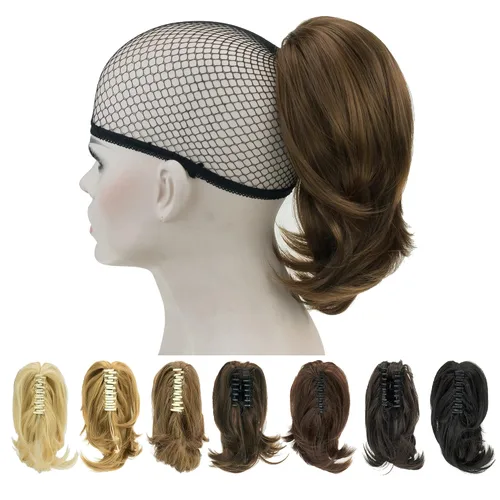 Miniatura 6 de IMISSU Lindas extensiones de cabello de cola de caballo de garra corta, extensiones de cabello grueso con clip en pequeñas piezas de pelo de cola